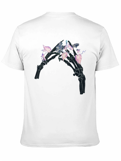 Camiseta Negra con Diseño Floral Esquelético
