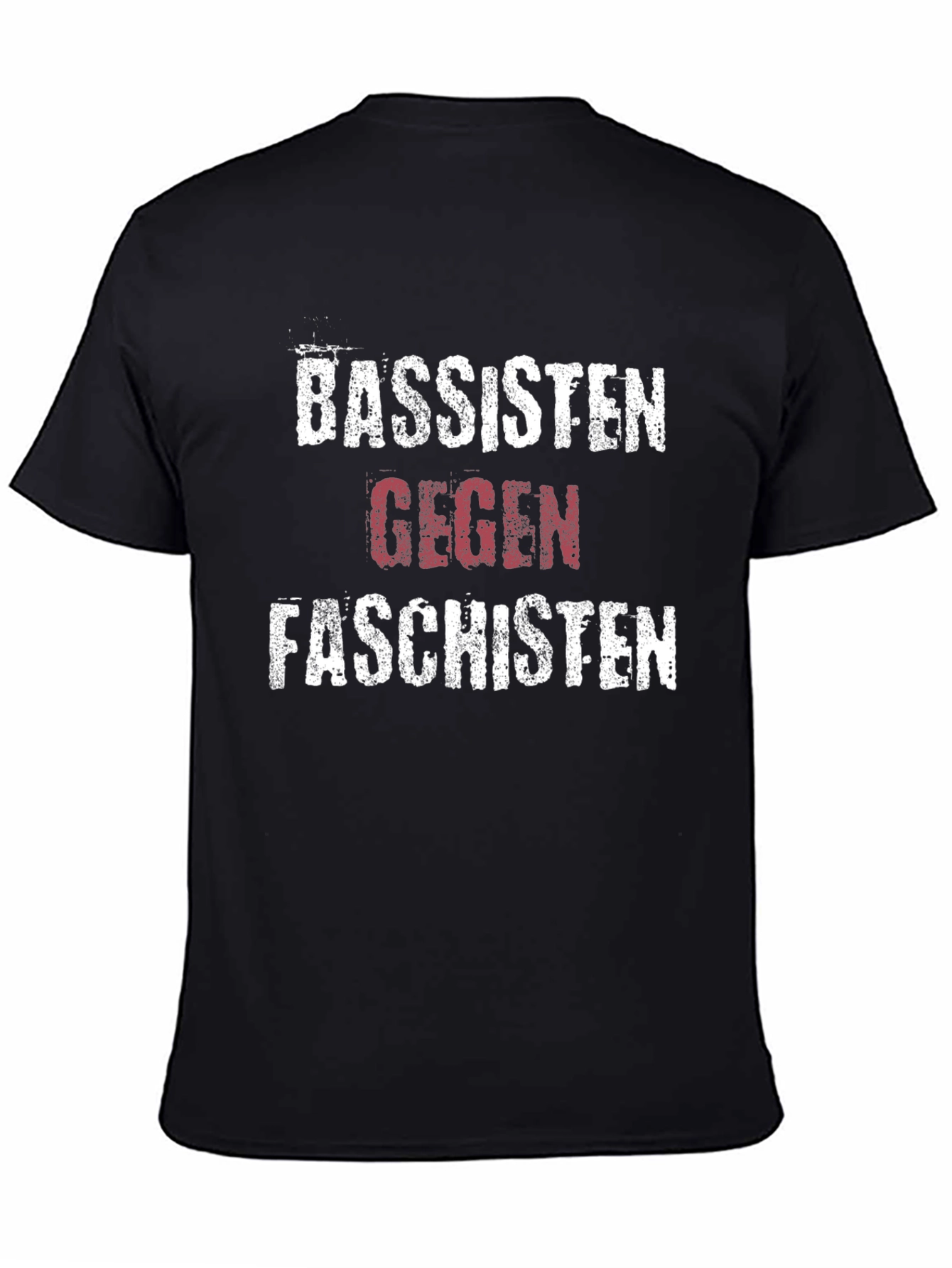 Camiseta Negra con Diseño Gráfico Bassisten Gegen Faschisten