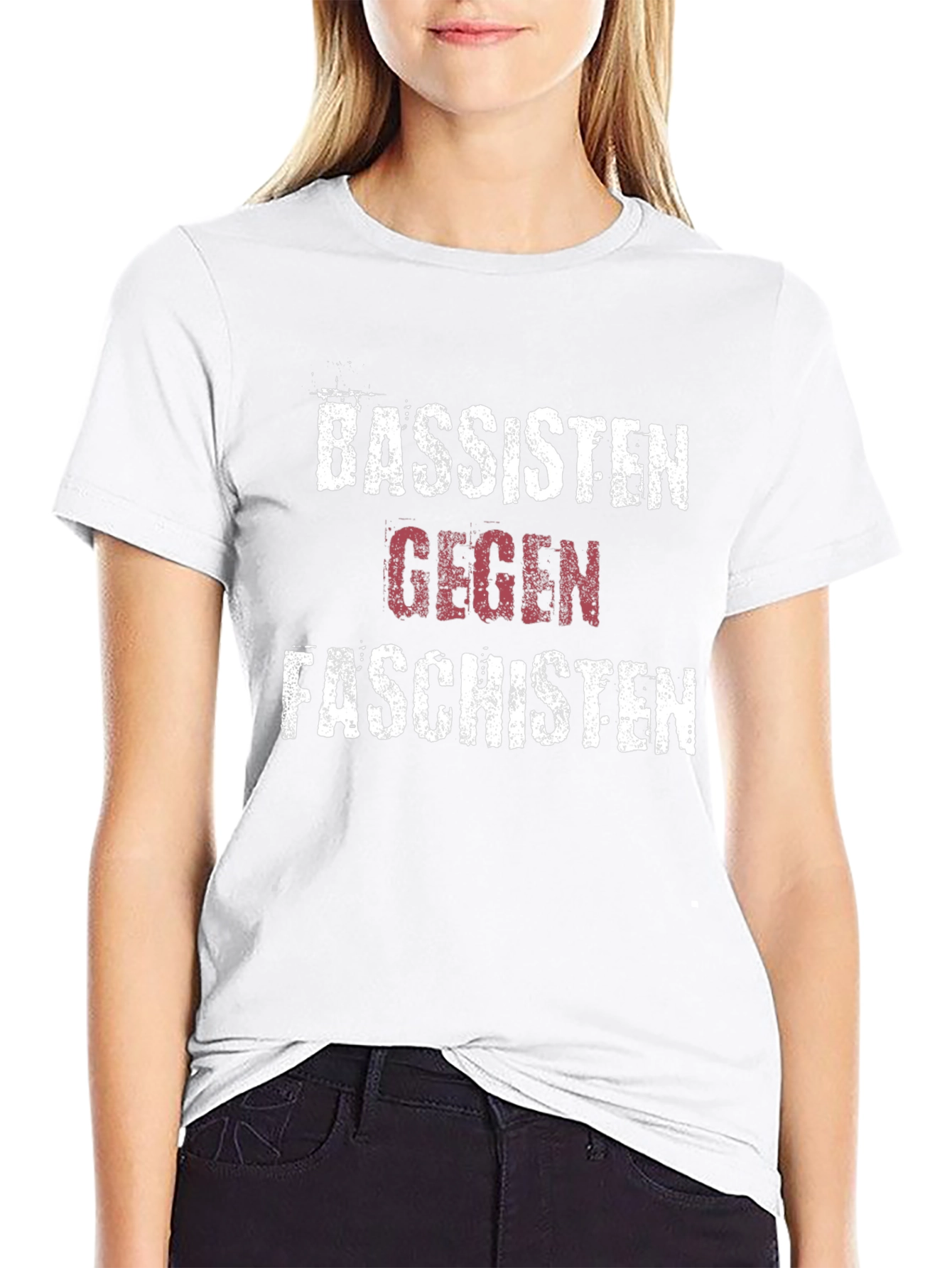 Camiseta Negra con Diseño Gráfico Bassisten Gegen Faschisten