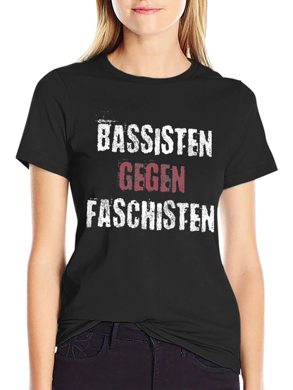 Camiseta Negra con Diseño Gráfico Bassisten Gegen Faschisten