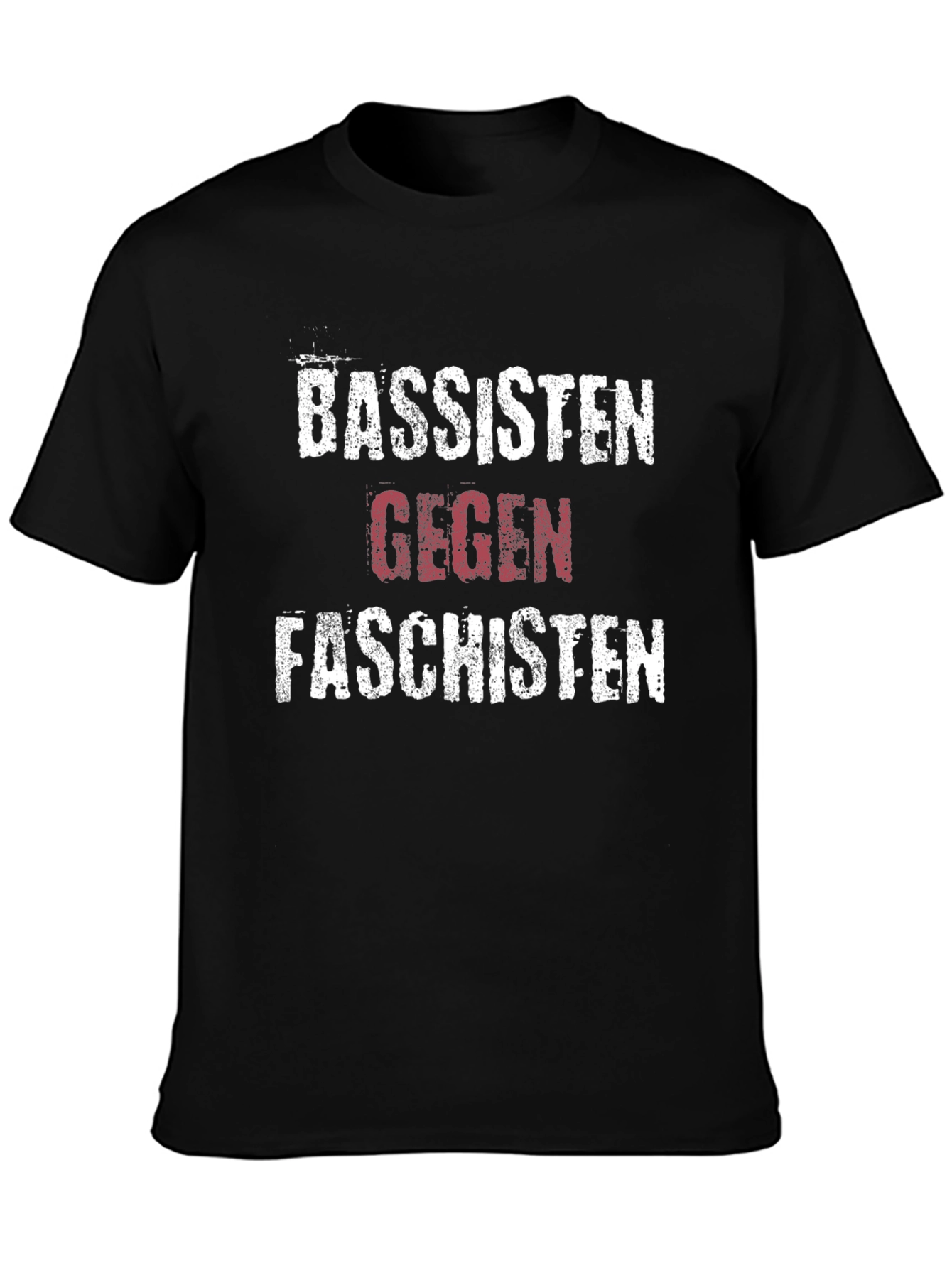 Camiseta Negra con Diseño Gráfico Bassisten Gegen Faschisten