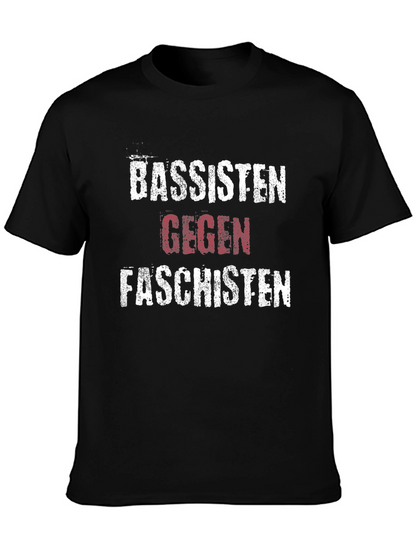 Camiseta Negra con Diseño Gráfico Bassisten Gegen Faschisten