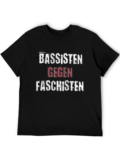Camiseta Negra con Diseño Gráfico Bassisten Gegen Faschisten