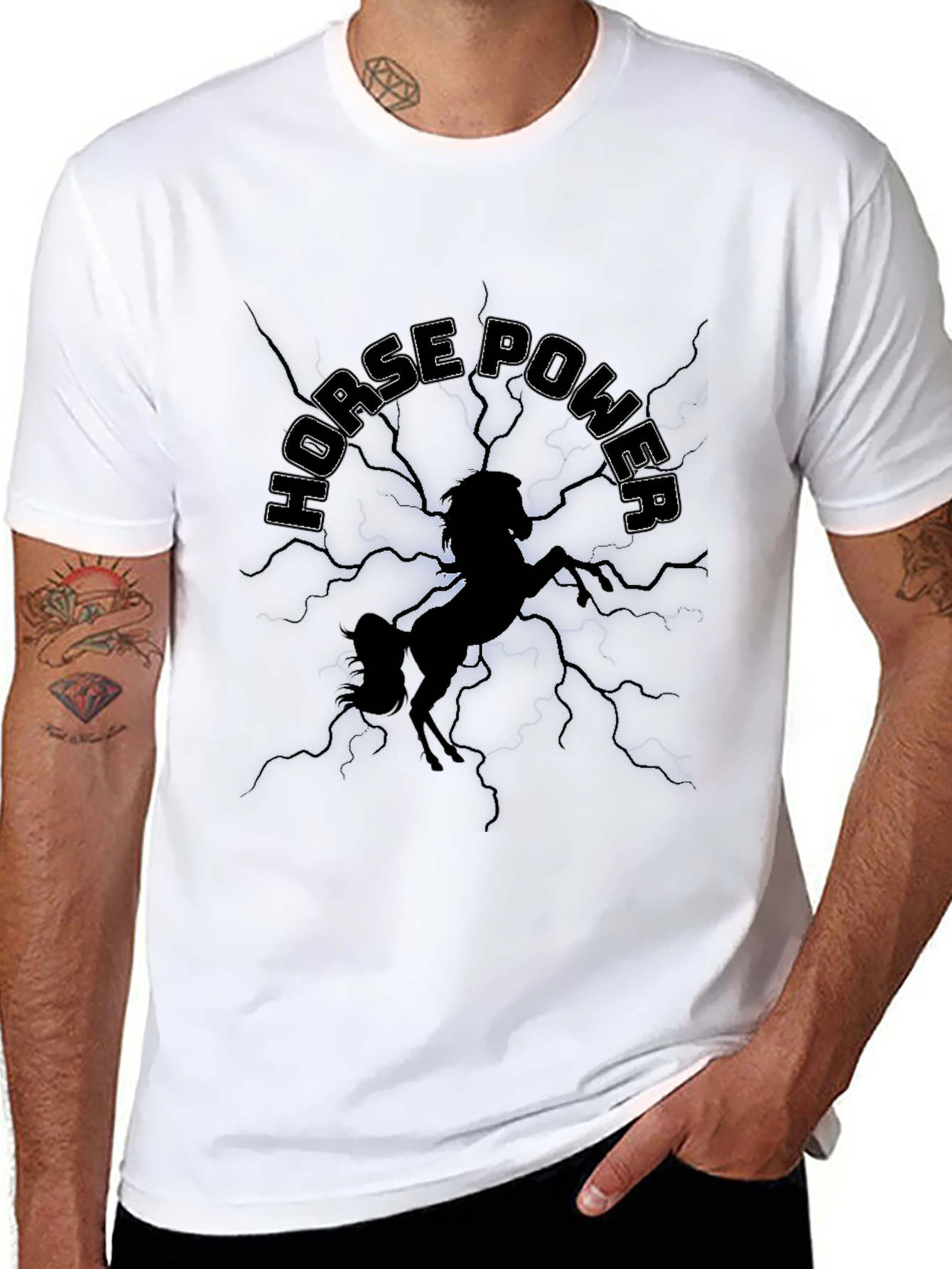 Camiseta Negra Horse Power con Diseño Gráfico