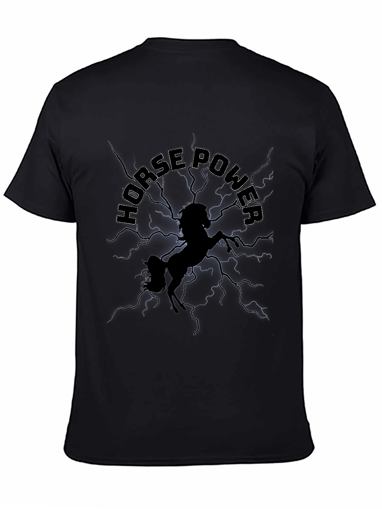 Camiseta Negra Horse Power con Diseño Gráfico