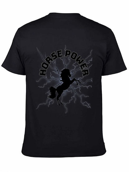 Camiseta Negra Horse Power con Diseño Gráfico