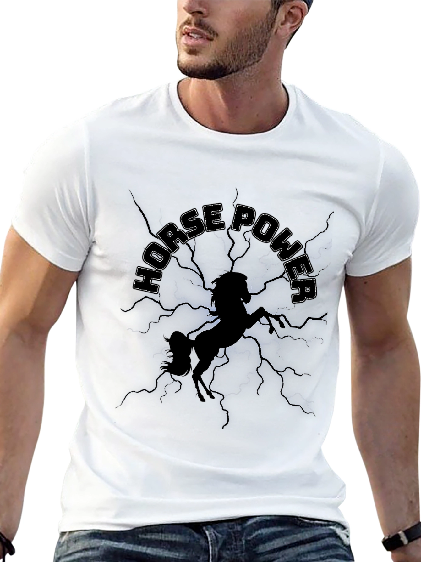 Camiseta Negra Horse Power con Diseño Gráfico