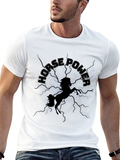 Camiseta Negra Horse Power con Diseño Gráfico