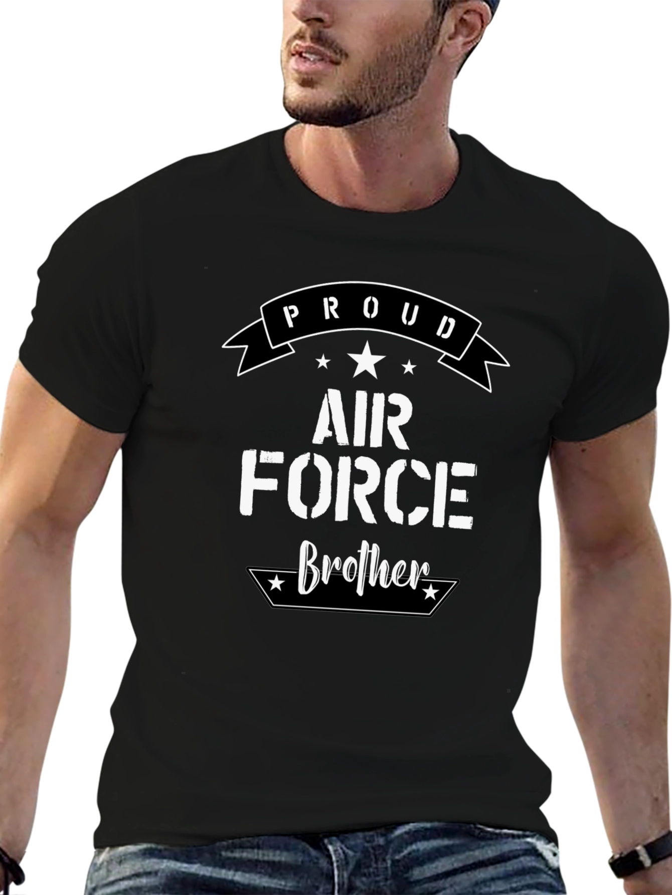 Camiseta Negra Proud Air Force Brother