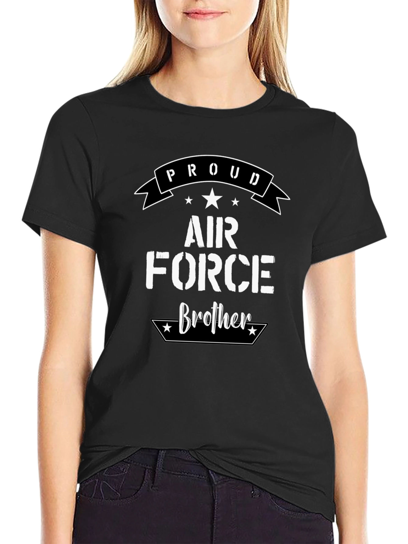 Camiseta Negra Proud Air Force Brother