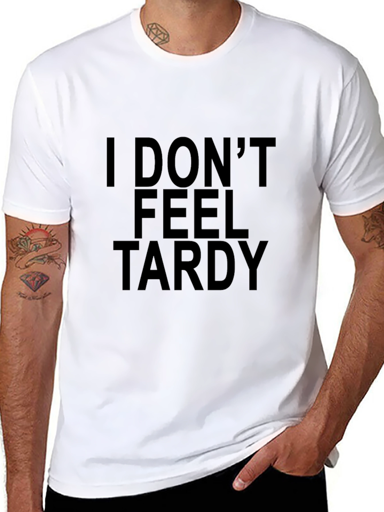 Camiseta Negra con Texto I Dont Feel Tardy