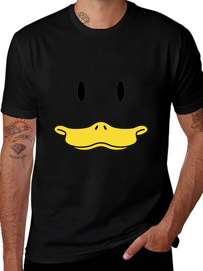 Camiseta Negra con Cara de Pato Divertida