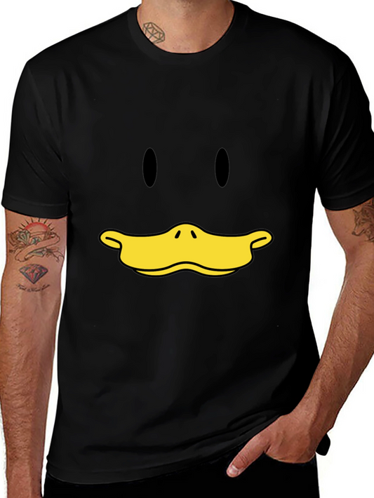 Camiseta Negra con Cara de Pato Divertida