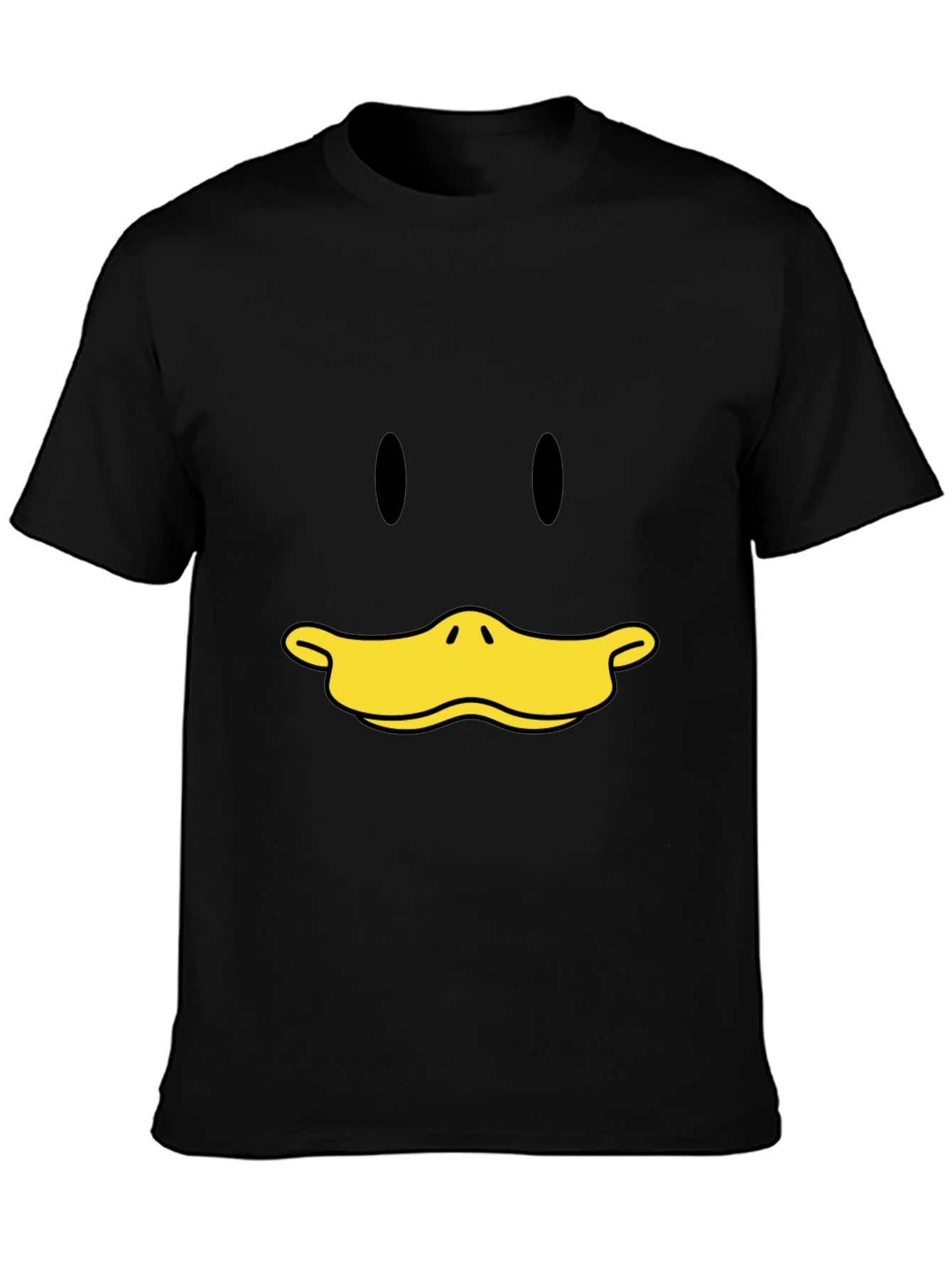 Camiseta Negra con Cara de Pato Divertida