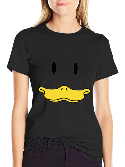Camiseta Negra con Cara de Pato Divertida