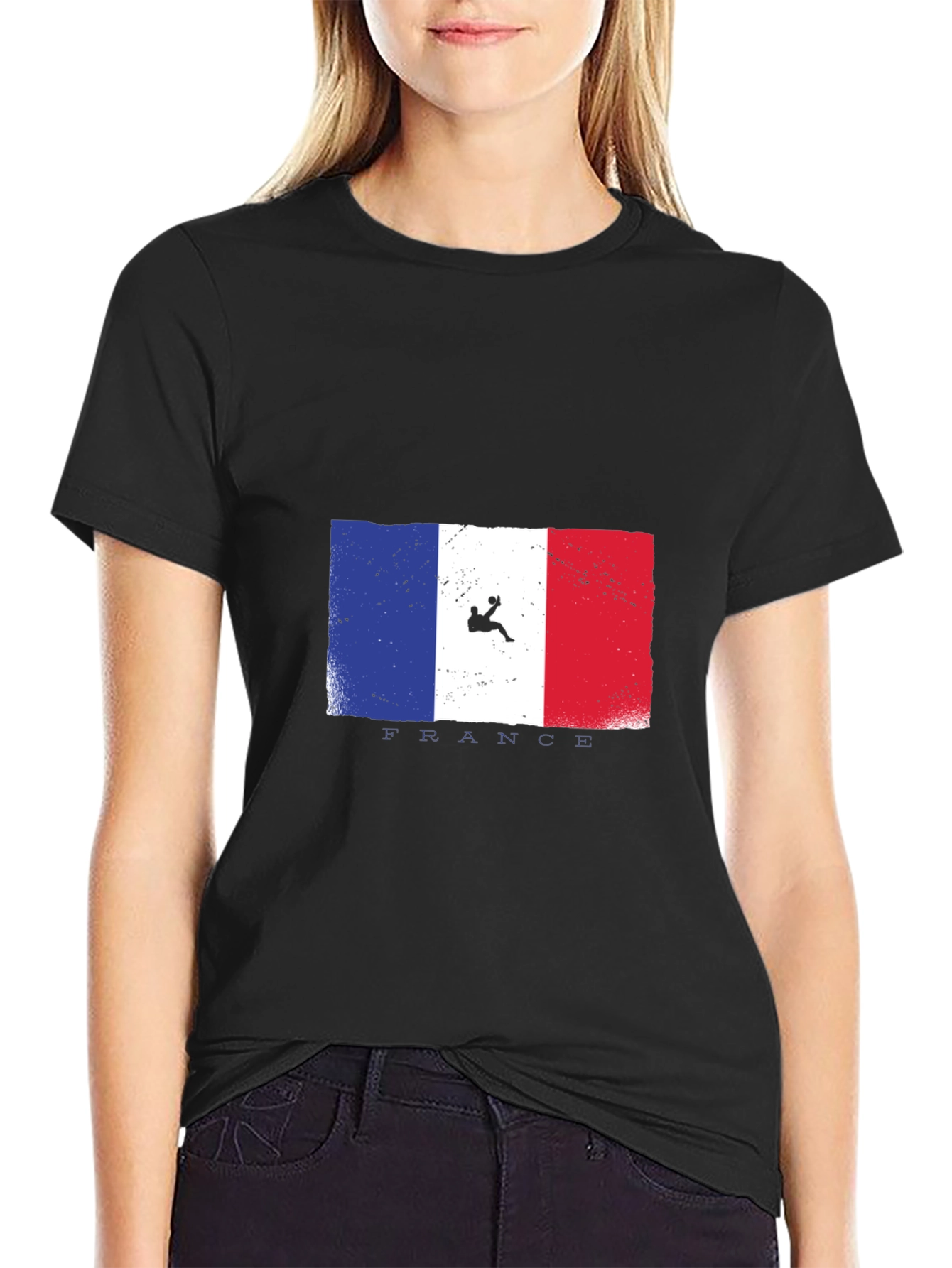 Camiseta Negra con Diseño de Bandera Francesa
