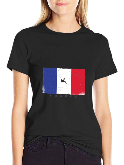 Camiseta Negra con Diseño de Bandera Francesa