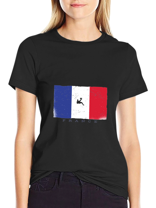 Camiseta Negra con Diseño de Bandera Francesa