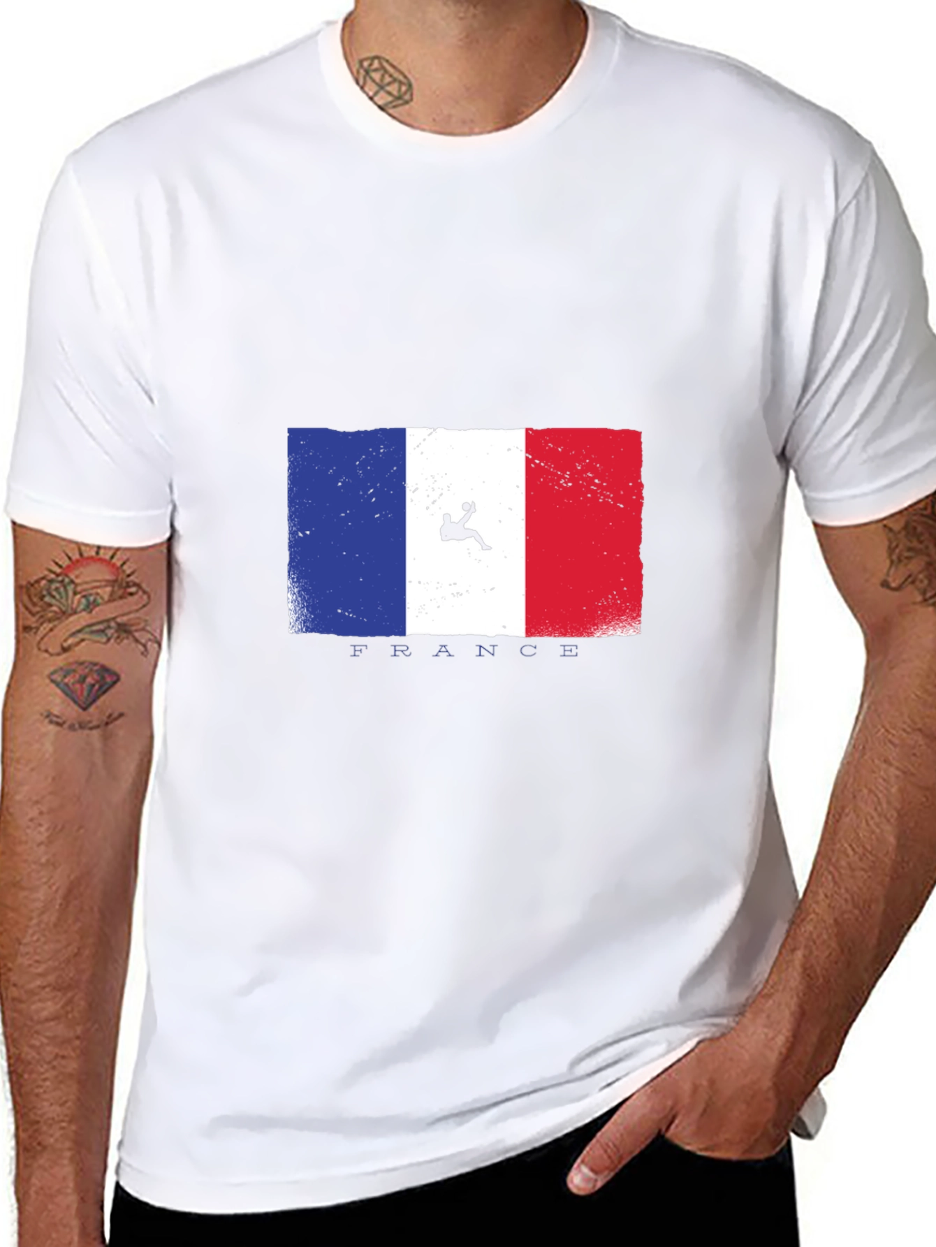 Camiseta Negra con Diseño de Bandera Francesa