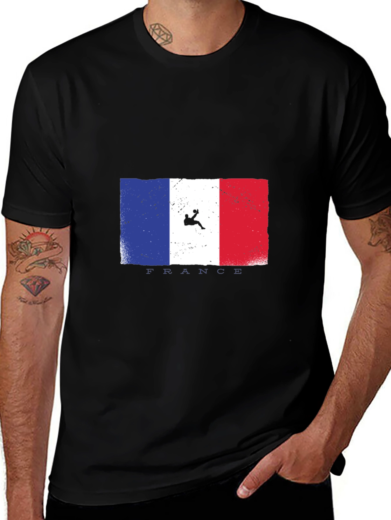 Camiseta Negra con Diseño de Bandera Francesa
