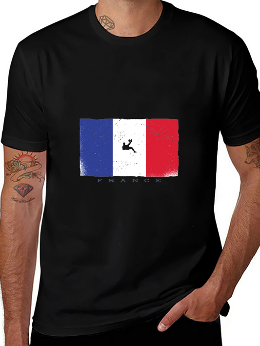 Camiseta Negra con Diseño de Bandera Francesa