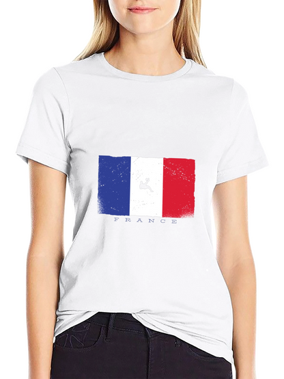 Camiseta Negra con Diseño de Bandera Francesa