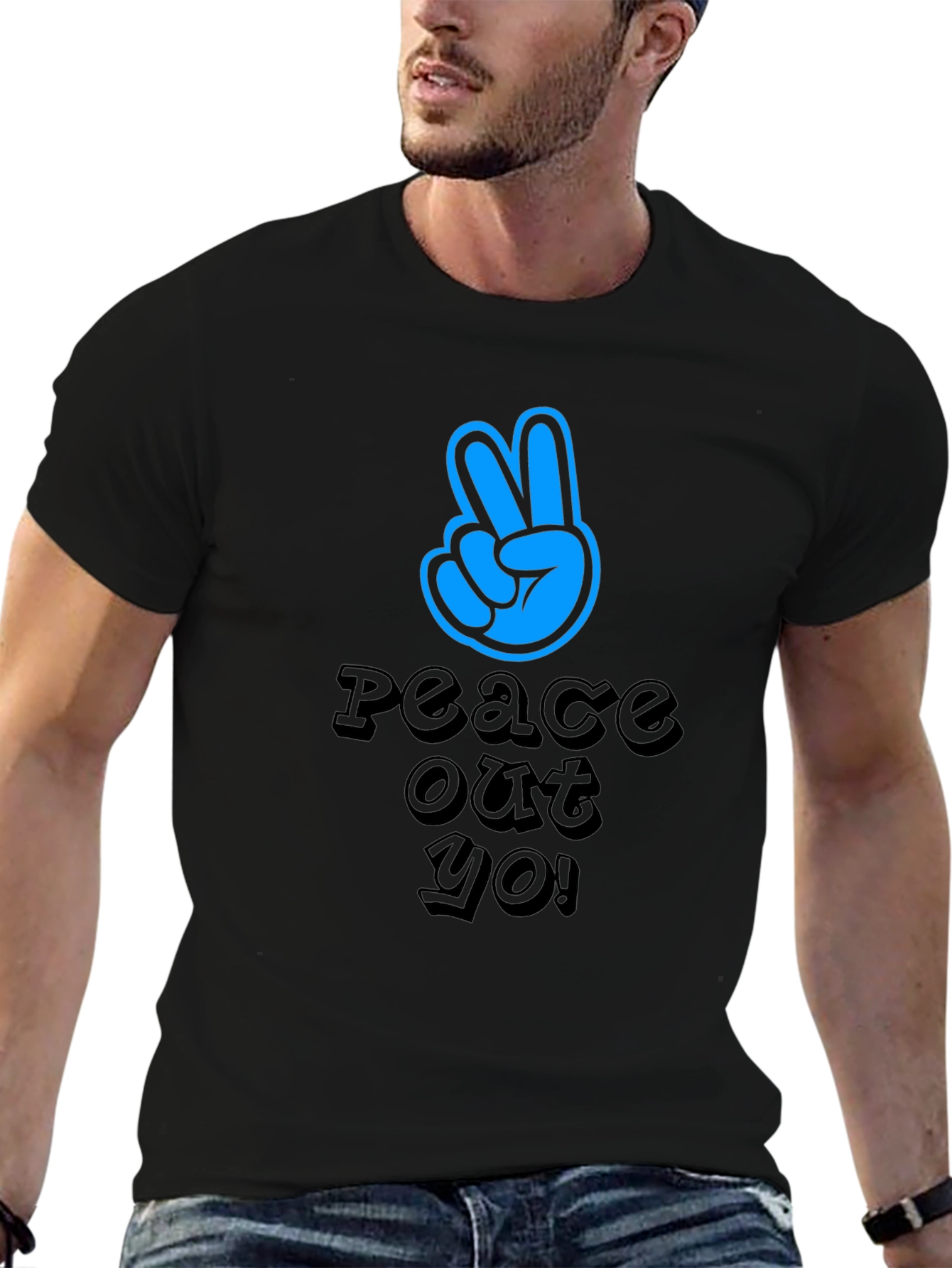Camiseta Negra Peace Out Yo! Estilo Urbano