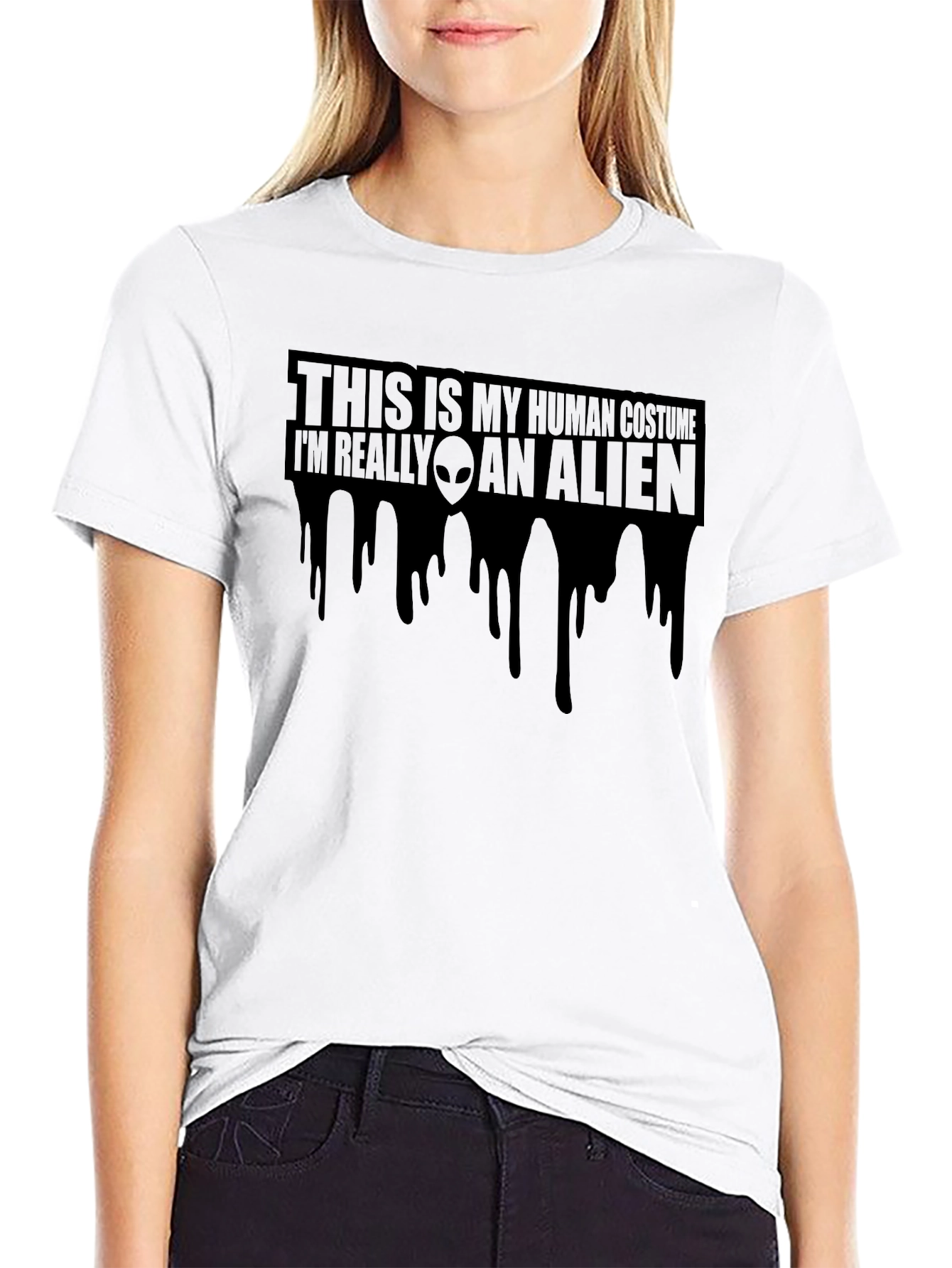 Camiseta Negra Disfraz Humano Alienígena