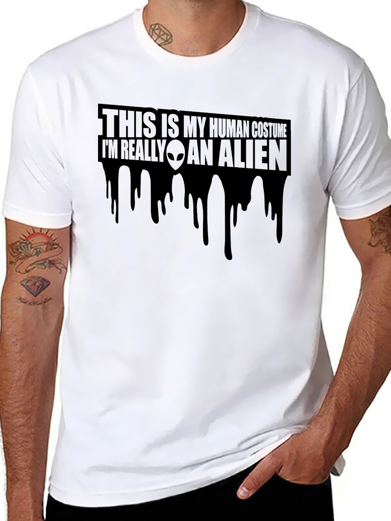 Camiseta Negra Disfraz Humano Alienígena
