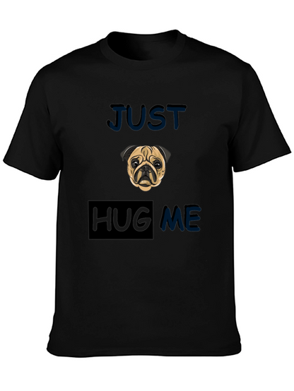 Camiseta Negra con Pug - Solo Abrázame