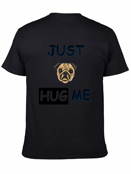 Camiseta Negra con Pug - Solo Abrázame