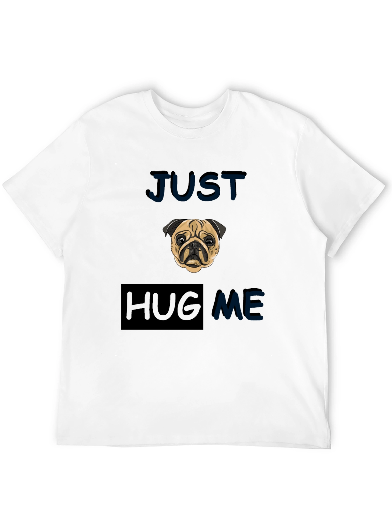 Camiseta Negra con Pug - Solo Abrázame
