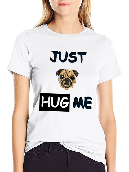 Camiseta Negra con Pug - Solo Abrázame