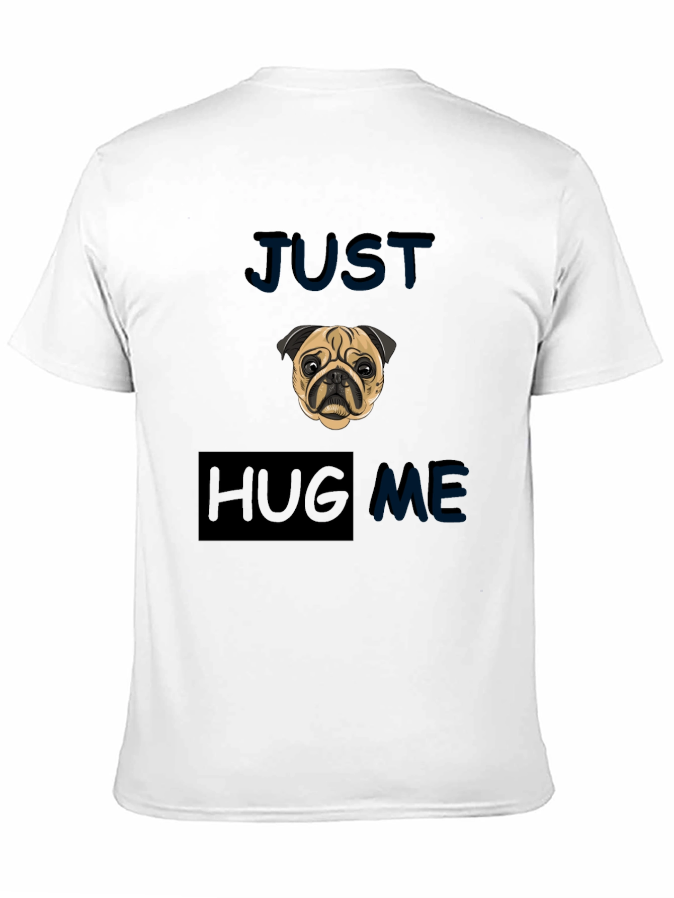 Camiseta Negra con Pug - Solo Abrázame