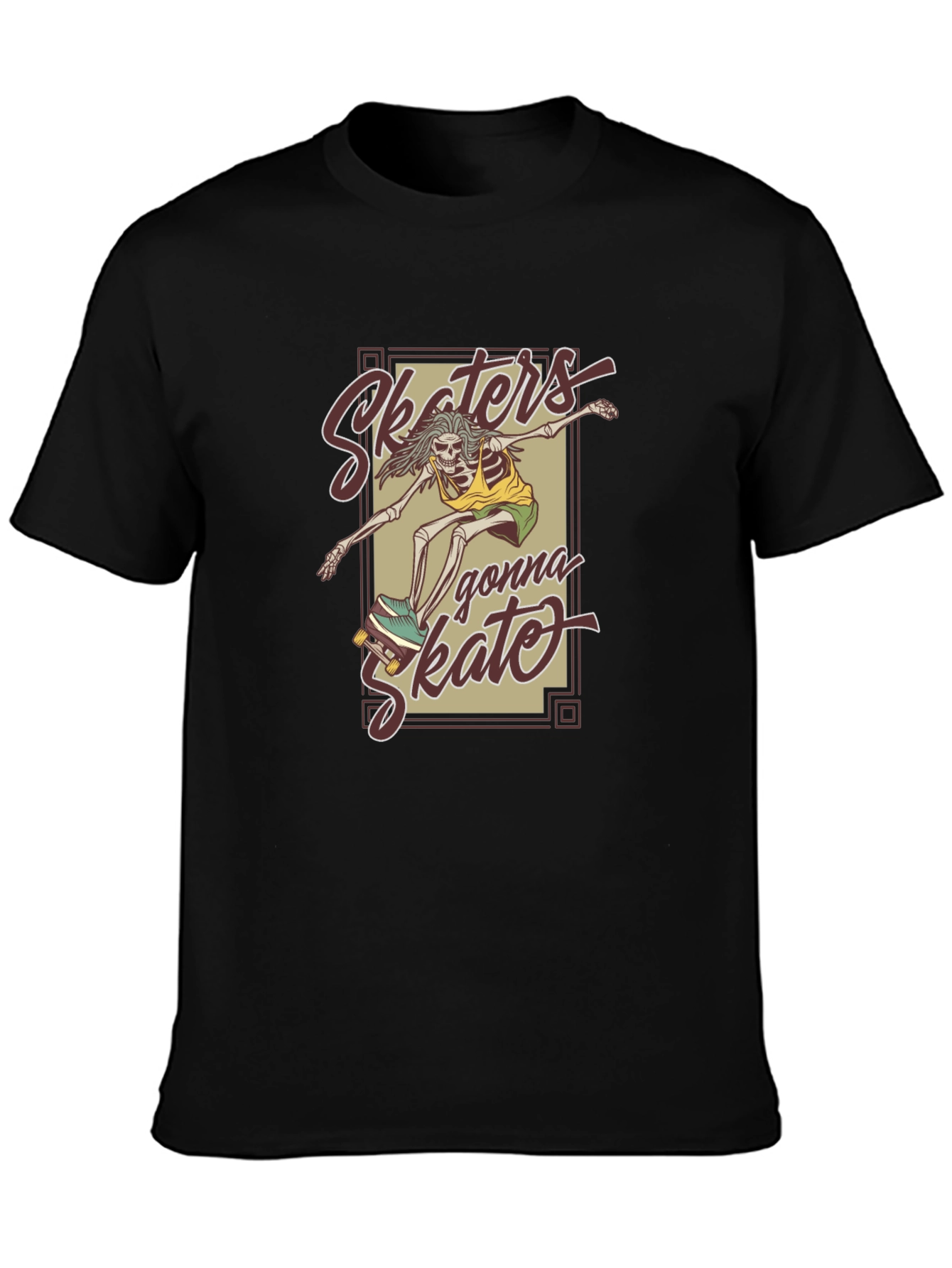 Camiseta Negra Unisex - Skaters Gonna Skate