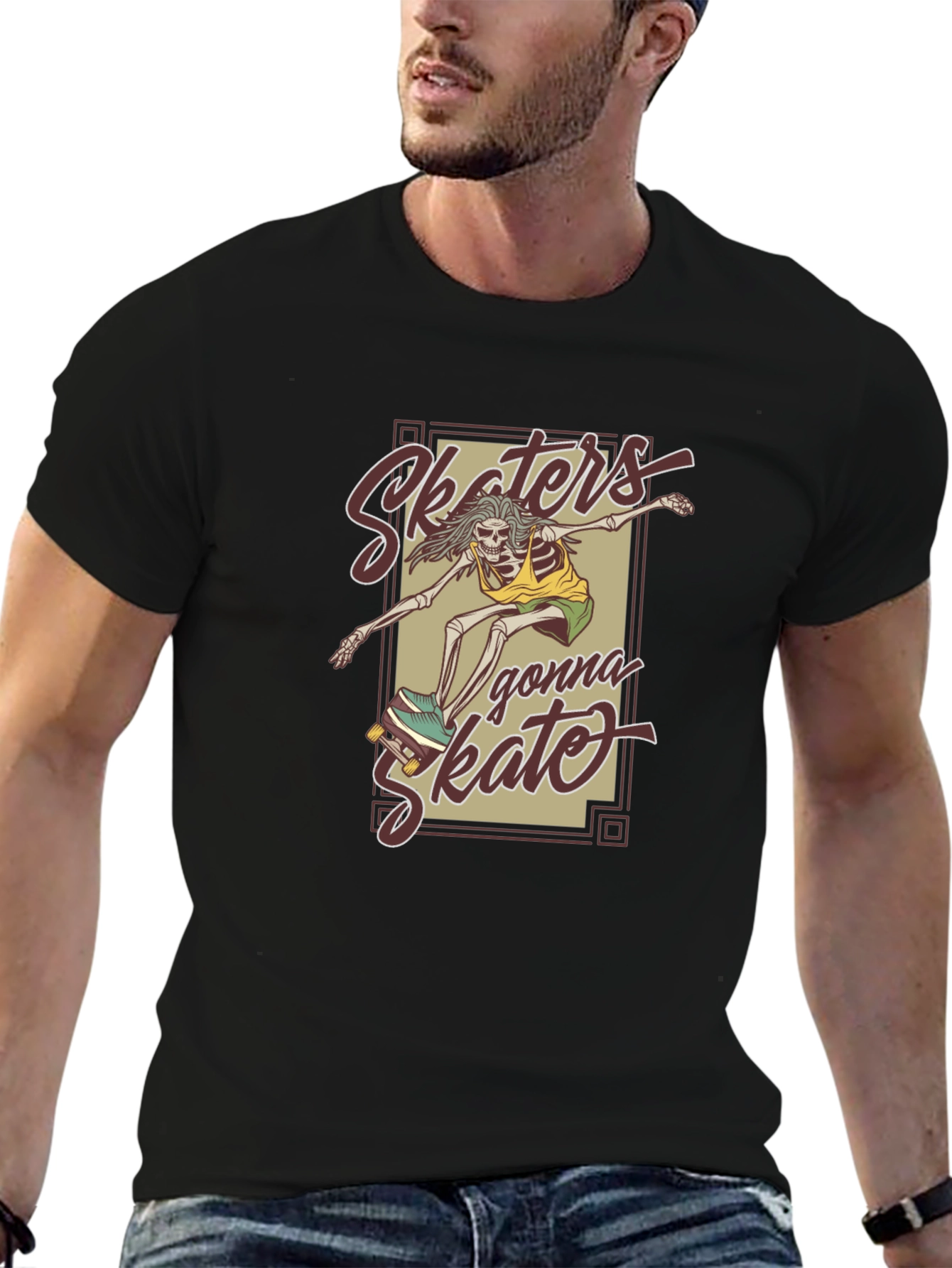 Camiseta Negra Unisex - Skaters Gonna Skate