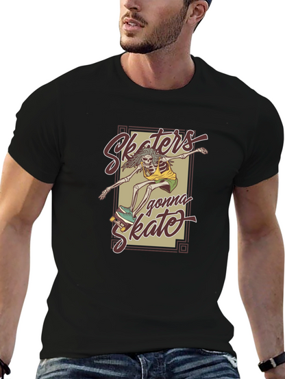 Camiseta Negra Unisex - Skaters Gonna Skate
