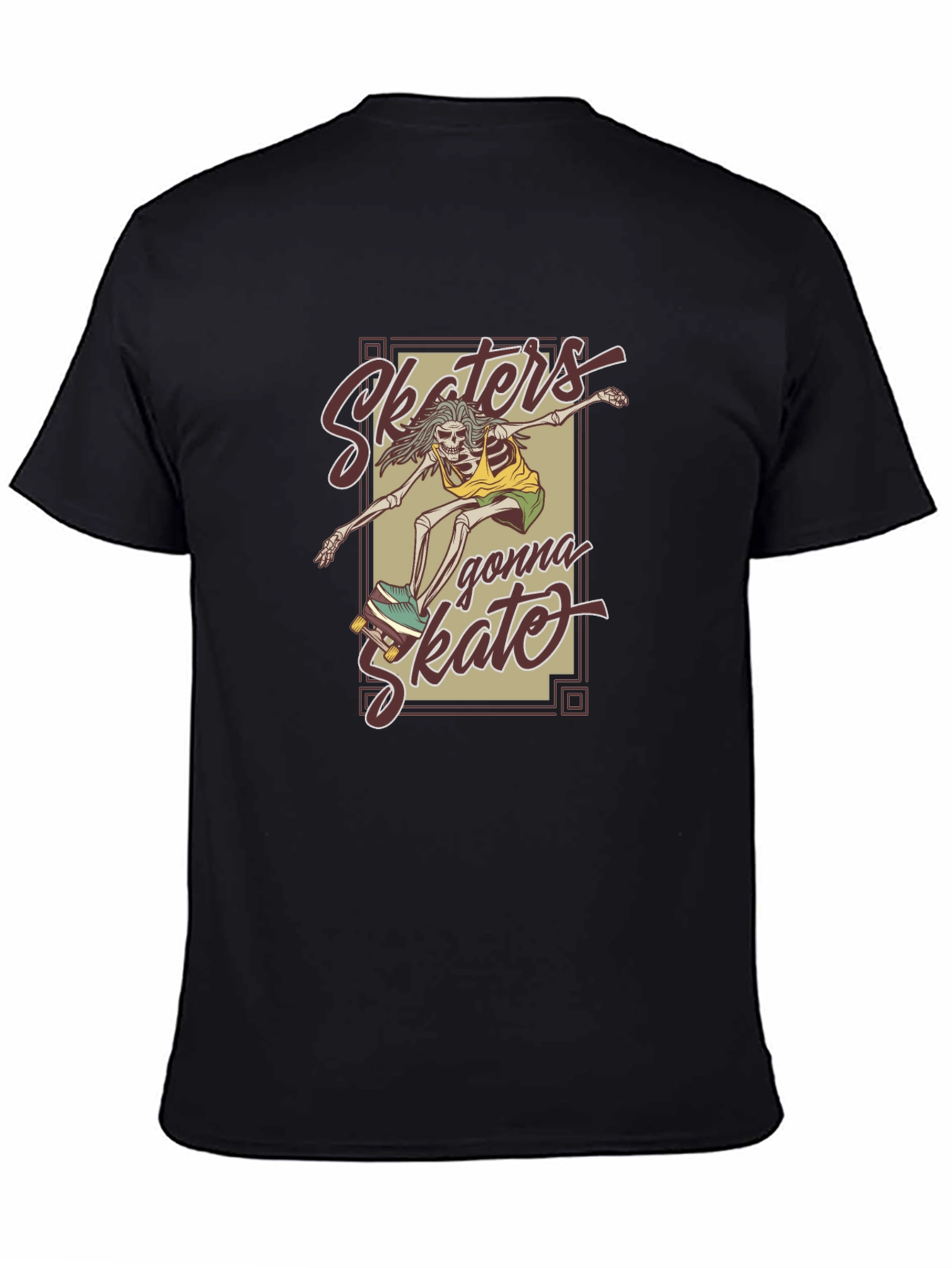 Camiseta Negra Unisex - Skaters Gonna Skate