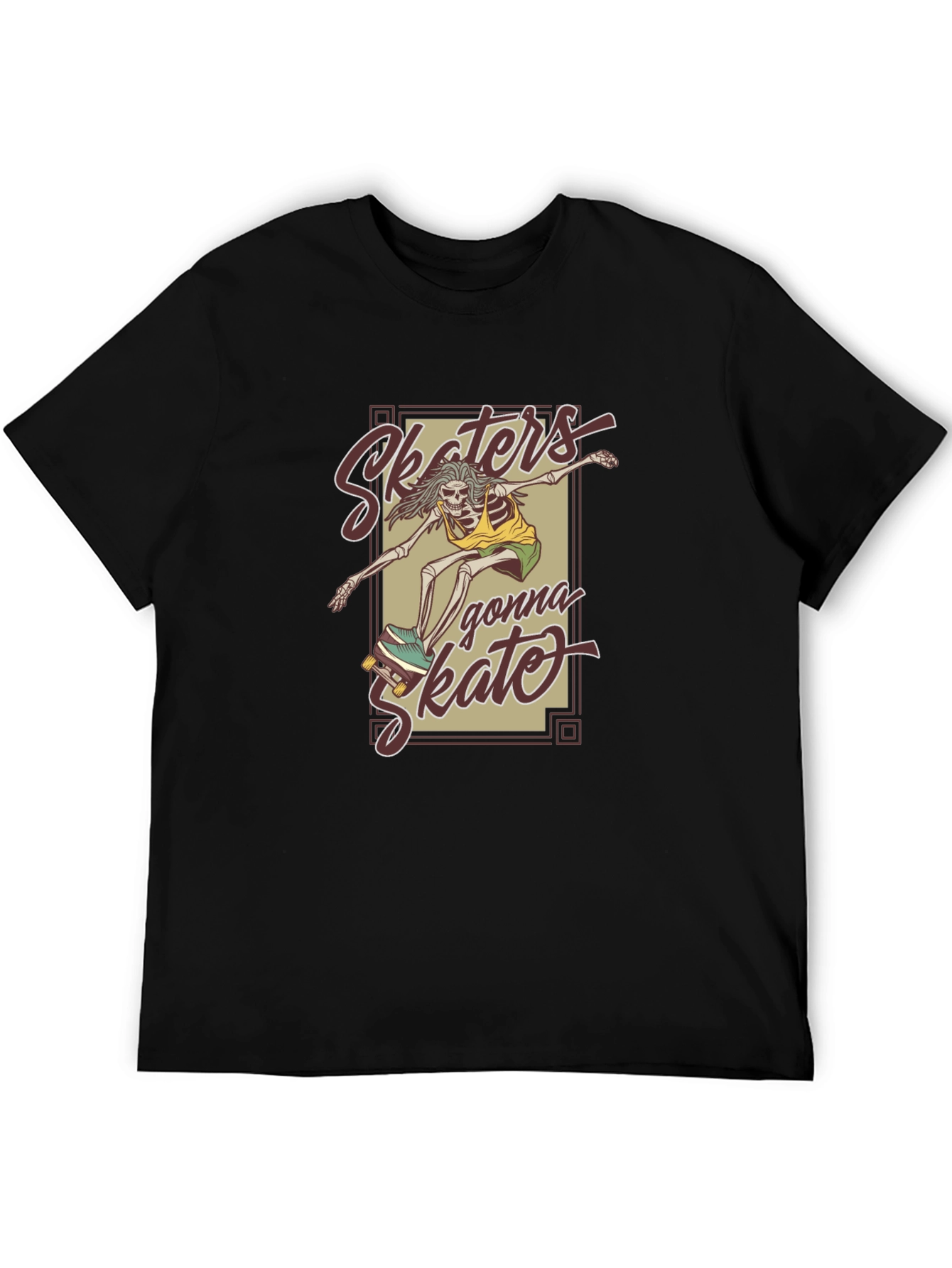 Camiseta Negra Unisex - Skaters Gonna Skate