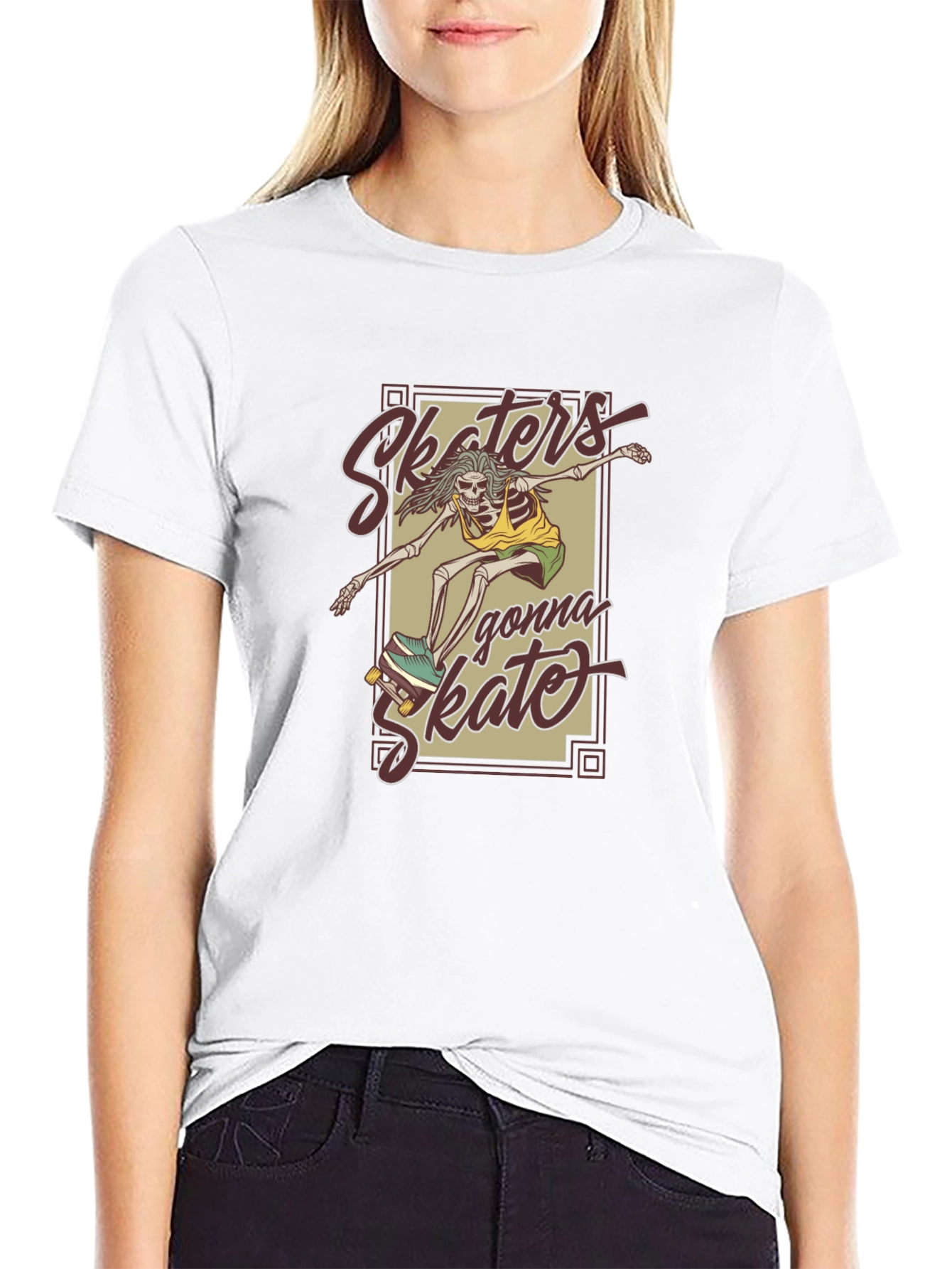 Camiseta Negra Unisex - Skaters Gonna Skate