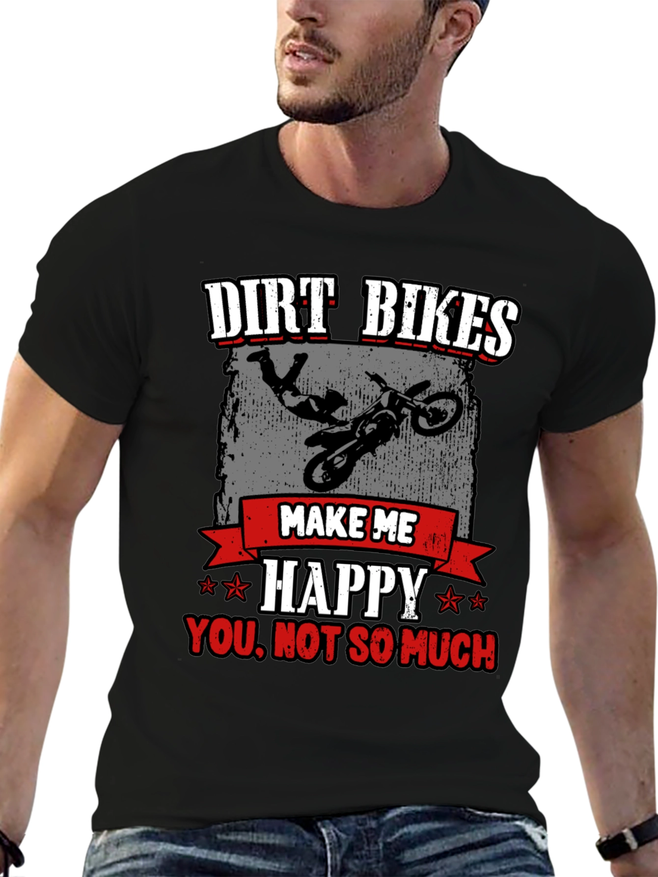 Camiseta Negra Dirt Bikes Make Me Happy