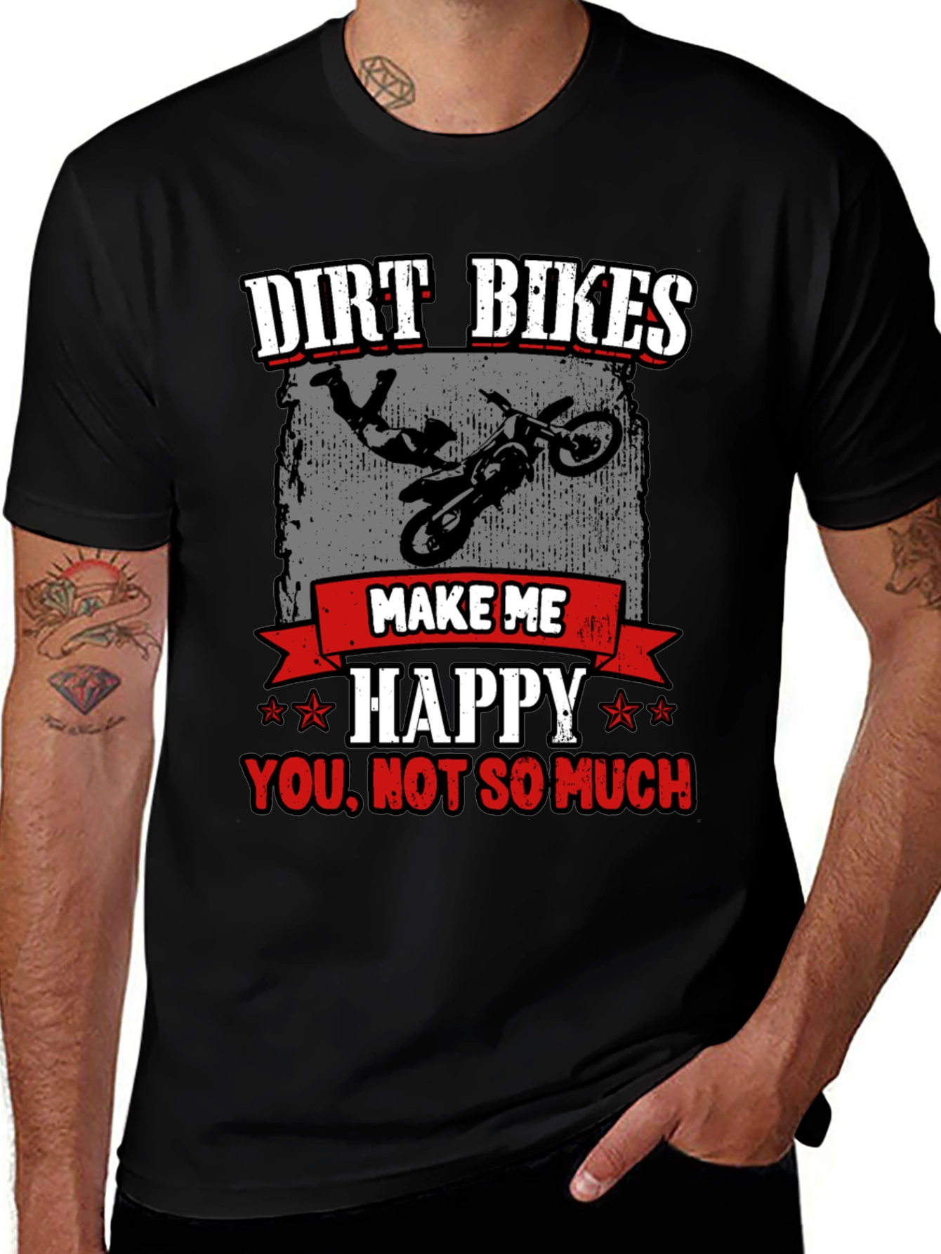 Camiseta Negra Dirt Bikes Make Me Happy
