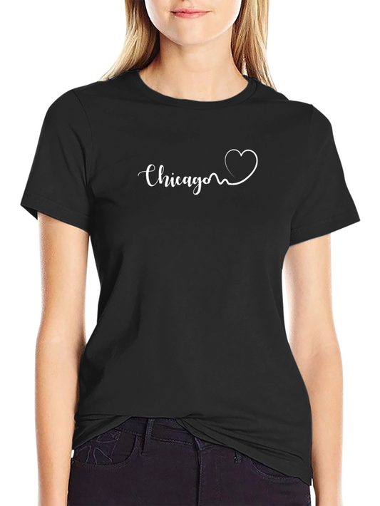 Camiseta Negra Chicago Corazón - Estilo Casual