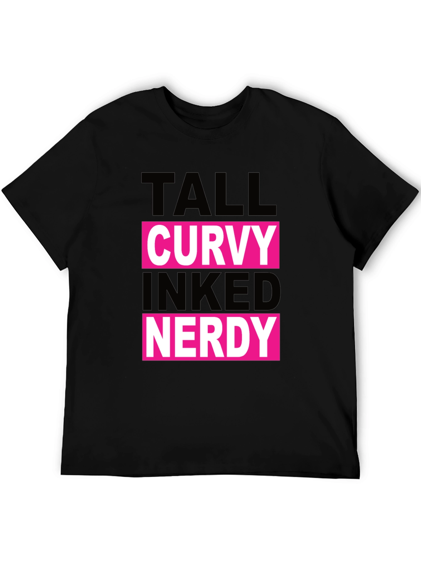 Camiseta Negra: Alto Curvy Tatuado Nerd