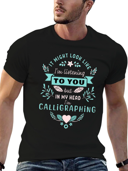 Camiseta Negra con Diseño de Caligrafía