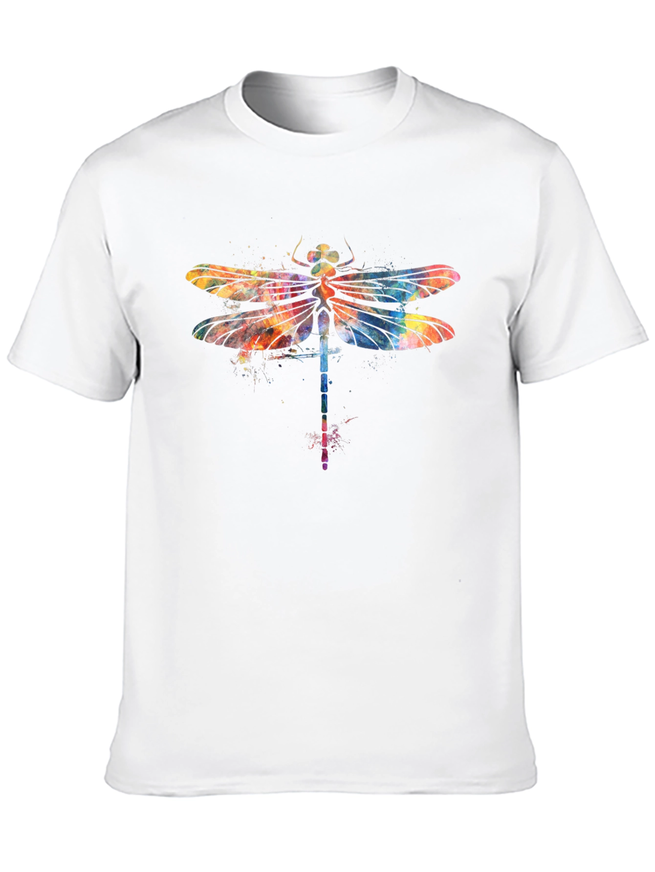 Camiseta Negra con Diseño de Libélula Acuarela