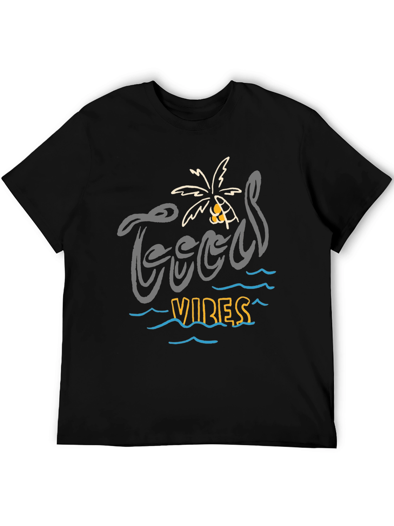 Camiseta Negra “Good Vibes” Estilo Playa