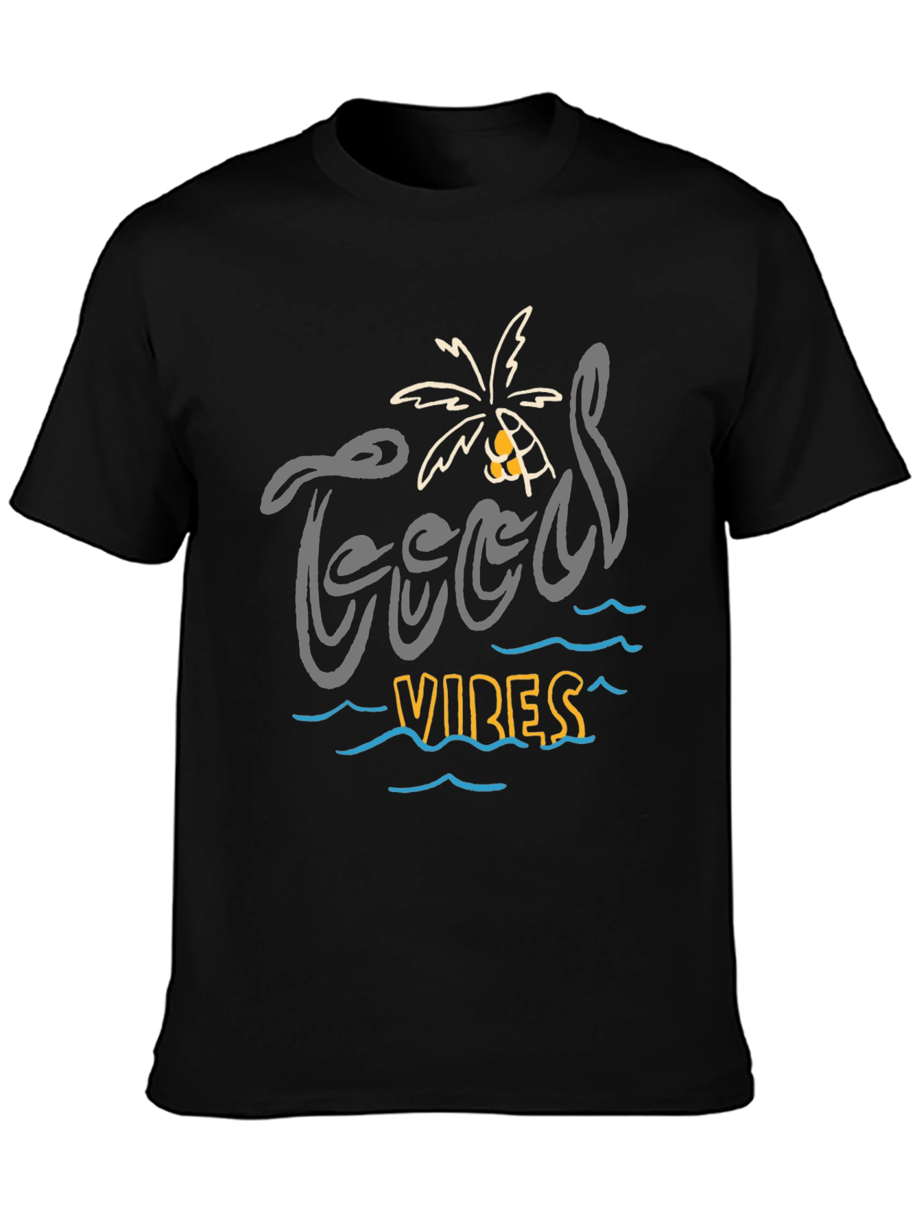 Camiseta Negra “Good Vibes” Estilo Playa