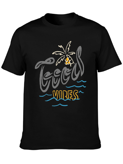 Camiseta Negra “Good Vibes” Estilo Playa