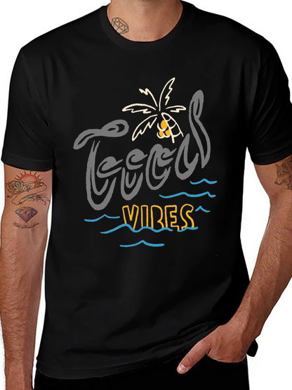 Camiseta Negra “Good Vibes” Estilo Playa
